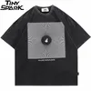 Män överdimensionerad tvättad t-shirt Hip Hop Letter Illusion Print Ripped Tshirt Streetwear Harajuku Cotton Short Sleeve T-shirt 220621