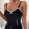Camis For Ladies Sexy Off Shoulder Woman Tank Top Camisole Spaghetti Strap Colorblock Tops Elegant French Chic LadiesTops Y220509