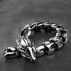 Link Chain High Quality Dragon Black Vintage Punk Bracelet For Men Stainless Steel Fashion Jewelry Hippop Street Culture Mygrillz