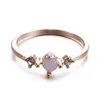 Rose Fashion Gold Plated White Fire Opal Crystal Women Slim Wedding Ring Delicate Jewelry US Size 6-10196l