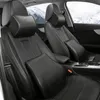 Juego de almohadas de cuello de coche de cuero NAPPA de lujo, espuma viscoelástica, asiento trasero de coche, reposacabezas, soportes lumbares, cojín de viaje para Toyota Porsche Benz