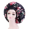 Beanie/Skull Caps Extra Large Silky Satin Hair Bonhnets för kvinnor som sover Elastic Wide Brimmed Head Wrap Printed Flower Bucket Hatbeanie/SKU