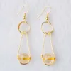 WOJIAER Boucles d'oreilles Clip-on Vis Dos Plaqué Or Bijoux pour Femme Longues Boucles D'oreilles Crochet Dangle Naturel Spectrolite Pierre Perles Rondes BO953