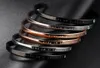 One Pair (Men +Women) Fashion Simple Couple Bracelets Bangle Stainless Steel Inlaid Zircon Cuff 5mm Open Cuff End Silver Black Rose Gold