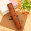 Pencil Bags New Treasure Map Leather PU Retro Pencil bag Cosmetic Roll Pen For Student Gifts Stationery Brush Makeup Supplies