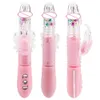 7 Frekvenser kaninvibrator teleskopisk dildo inbyggd kulrotationsvibration g spot kvinnlig onani