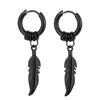 Mode croix plume boucles d'oreilles Style Punk Rock pour femmes hommes haute qualité en acier inoxydable boucle d'oreille Hiphop unisexe oreille bijoux