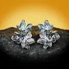 Stud Elegant Foggy Blue Small Flower Epoxy Email Earring voor damesjuwelen 925 zilveren bruiloftsfeest