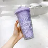 Tumblers Double-Layer Plastice Cup с соломенной водой для девочки домашний офис завтрак молочный сок чашки 500 мл