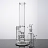 Große gerade Röhre 14 Zoll Wasserpfeifen Glasbong Stereo Matrix Perc Wasserpfeifen Dicke 18 mm Innenverbindung mit Schüssel Aschefänger Fritted Disc Oil Dab Rigs