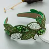 Luxusweitere Kristallperlenblätter Barock Stirnbänder Mädchen Haarzubehör Strauchblatthaarband für Frauen Party Schmuck