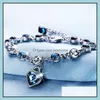 Bangle Armband smycken hj￤rta av Ocean Blue Zircon Charms Armband Love Diamond Girls B￤sta present Gioielli Womens Drop Delivery 2021 OABDQ