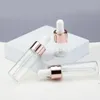 Szklane butelki z olejem eterycznym przezroczyste mini 5 ml 10 ml 15 ml 20 ml perfum zrzucanie butelki kosmetyczne fiolki ze złotą czapką