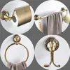 Antieke messing badkamer accessoires set muur gemonteerd 4-delige geborsteld toiletpapier houder gewaad haak handdoek handdoekring Brazilië T200425