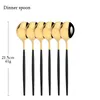 Ensemble de couverts 6pcs Black Gold Minaighware Set Mirror Cutlery Forks Spoons Couteaux Table Varelle en acier inoxydable Chopstickflatware