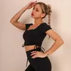 Women's Two Piece Pants Women's Women's Nude-feeling Yoga Clothing Sets Drawstring Bow Short-sleeve Shorts Bra Leggings Running