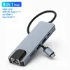 USB C Hub 3 4 5 6 7 8 I 1 Typ C USBC till 4K HD HDTV -adapter med RJ45 SDTF -kortläsare PD Snabbladdning för MacBook Notebook LAPT7915819