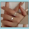 Band Ringe Schmuck 2 teile/satz Frauen Mode Einfache Herz Design Hohl Finger Ring Für Mädchen Geschenk Großhandel Drop Lieferung 2021 Lnod0