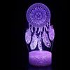 Night Lights Lamp Illusion Wind Chimes Light Bedroom Home Decor Acrylic 3D LED Colorful Table Romantiska gåvor till Women Girlsnight