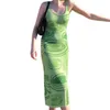 Vrouwen boho elegante jurk hollow out sexy polyester stropdy dye bodycon jurk voor dagelijkse straatkleding l220705