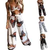 New Style Women's Two Piece Pants 2 Pecs Suit Summer Tracksuit Sets Womens Outfits Boho Beach Style Print Underwear Loose Wide Leg Female Clothes