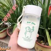 500 ml kleine beartransparante plastic water flessen mok bpa gratis creatieve matte waterfles met draagbare touwreistheekop