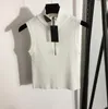 Femmes sans manches en tricot gilets réservoirs mode fermeture éclair concepteur gilet à la mode élastique hauts en tricot de luxe dames t-shirt vêtements