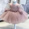 Big Bow Lace Kids Party Dresses For Girls Children Baby Boutique Clothing Birthday Wedding Princess Dress Formell aftonklänning Y220510