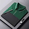 Été Hommes Polos Chemises 2022 Été Haute Qualité Colorblock Hommes À Manches Courtes Tops Slim Revers Business Homme Polos Chemises L220704