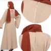 Robe musulmane pour femmes, jupe longue, grande taille, robe d'automne, couleur pure, élégante, sans écharpe