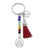 Key Rings Jewelry Custom 1Pc Tassel Lotus Chakra Pendant Keychain Women Bag Floating Charms Mticolor Beads Yoga Energy Drop Delivery Uh