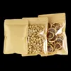 Sacs d'emballage en papier kraft à fond plat transparent, 100 pièces, un côté transparent, grains de café, fruits secs, boulangerie, collation, bonbons, cadeaux de mariage, de noël, pochettes refermables à fermeture éclair