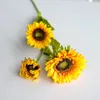 زهور الزهور الزهور أكاليل محاكاة عباد الشمس الاصطناعية بسيطة زهرة الحرير الحديثة لحفل الزفاف الطاولة غرفة شرفة حديقة المنزل ديكو