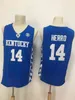 XFLSP 14 Tyler Herro Kentucky Wildcats Throwback Retro College Basketball Jerseyステッチトップクオリティ刺繍