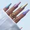 24pcs lungo balletto a forma di V francese unghie finte copertura completa bara unghie finte punta per le donne ragazze salone di arte del chiodo fai da te