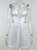 Fantoye Sexy Hollow Out Bandage Women Dress White Asymmetrical High midje Mini Dress Women Spring Skinny Fashion Streetwear 220527