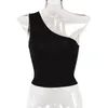 White Tanks Side with Me One Shoulder Sexy Cropped Women's Corset Top 2022 Summer Basic Casual Club Streetwear Tube Tops For Women