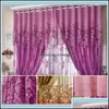 Curtain Drapes Home Deco El Supplies Garden El Garden1 Pcs Luxurious Upscale Jacquard Yarn Peony Pattern Voile Door Window Curtains Living