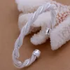 Bangle Lady Wedding Christmas Gift Silver Color Jewelry Retro Fashion Women Personality Twisting Line Net Round Bracelet B020Bangle