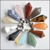 Charms Jewelry Findings Components Rose Quartz Opal Natural Stone Pendum Hexagonal Pyramid Pendants For Necklace Making Drop Delivery 2021