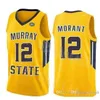 NCAA Murray Eyalet Yarışçıları 12 Ja Morant Jersey Temetrius Jamel College Basketbol Üniversite Gömlek Sarı Mavi Ovc Ohio Vadisi Giyiyor