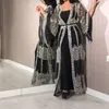 Dubai Muslim Kleid Premium Pailletten Stickerei Spitze Ramadan Kaftan Islamische Kimono-Frauen Türkei Eid Mubarak (der Logistikpreis Pls Kontaktieren Sie uns)