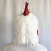 White Plush Rooster Head Cover Latex Mask Full Face Chicken Head Funny Animal Dress Up Prom Halloween Party Masks Cosplay 220812