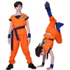 Anime vacaciones trajes Son Goku carnaval anime Cosplay disfraces Top/pantalón/cinturón/cola/muñequera/peluca para niños adultos H220805