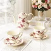 Mugs European-style Ceramic Luxury Flower Afternoon Tea Cup And Saucer Matching Set Kettle Coffee SetMugs