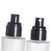 Verpackung: Forsted-Glasflasche, schwarze Lotion, Spary-Pumpe mit klarem schwarzen Deckel, tragbarer, nachfüllbarer Kosmetikverpackungsbehälter, 20 ml, 30 ml, 40 ml, 60 ml, 80 ml, 100 ml, 120 ml