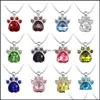 Pendant Necklaces Cute Rose Gold Bear Paw Dog Cat Claw Necklace Jewelry Wedding Pink Love Footprint Crysatal Drop Delivery 2021 Pendan Dhz0U