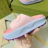 Designer summer macarone thick soled slippers holiday beach shoes shoe height 4-5cm with box size 35-41