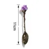 Natural Crystal Spoon Amethyst Ice Cream Coffee Scoop Household Tableware DIY Carved Long Handle Mixing Spoon