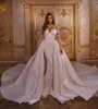 2022 Luxury Mermaid Wedding Dress with Detachable Skirt Appliqued Arabic Trumpet Bridal Gowns Long Sleeves Bohemian Robe De BC12776 C0804